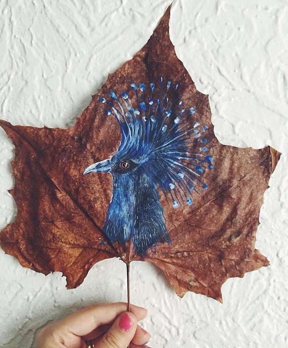 This Artist Is Painting Incredible Works Of Art On Dried Leaves Her