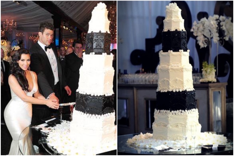 Kris Humphries and Kim Kardashian’s $20,000 black and white marble cake | 8 of the World's Most Stunning (and Expensive) Wedding Cakes | Her Beauty