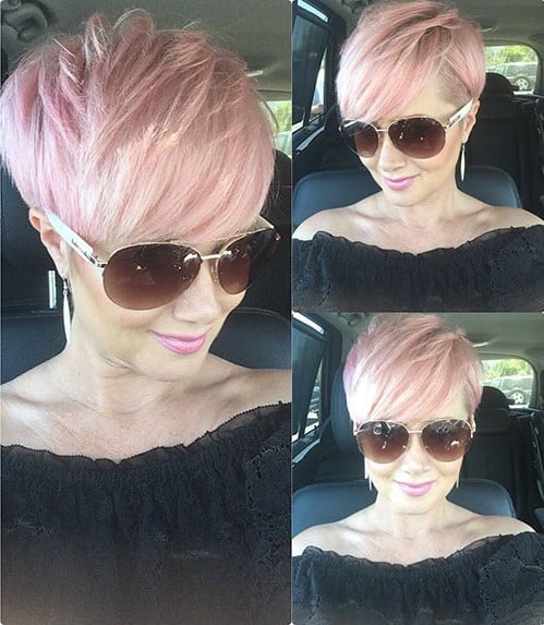 Short feathered pastel hairstyle | Short Hairstyles For Women Over 50 | Her Beauty