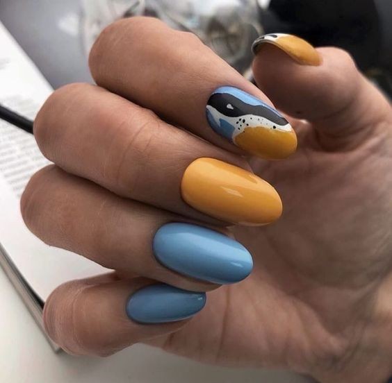 Blue and Yellow Nail Art To Inspire Your Next Manicure