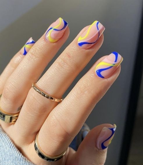 Blue and Yellow Nail Art To Inspire Your Next Manicure