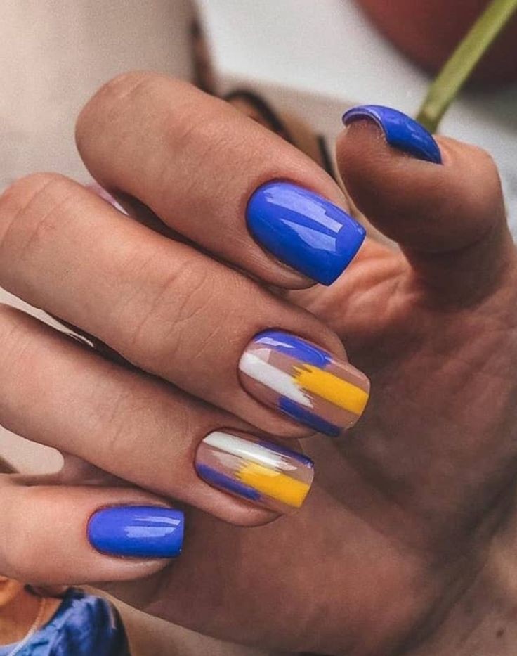 Blue and Yellow Nail Art To Inspire Your Next Manicure